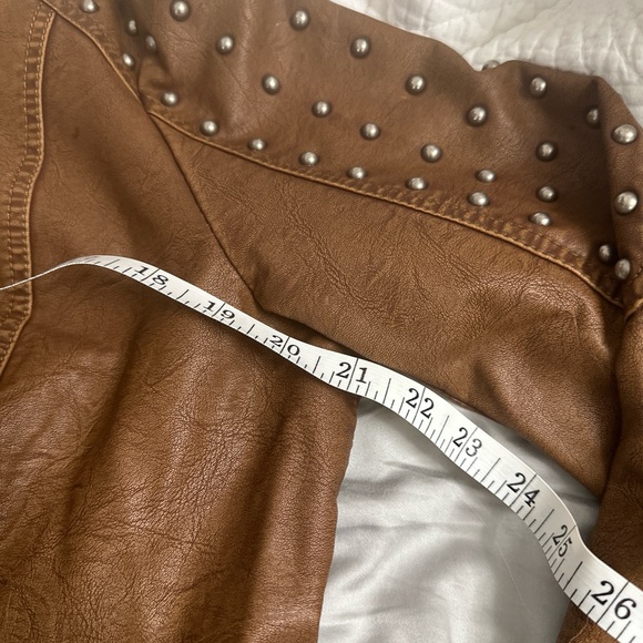 Brown Studded Leather Jacket - Picture 9 of 10